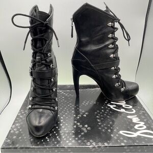 Sam Edelman Knox Black Leather Lace-Up Boots Women’s Size 7